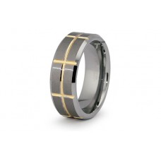 Tungsten Carbide Golden Grooving Ring 8mm